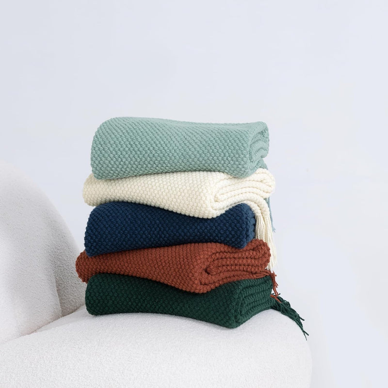 Micro Plush Knitted Woven Throw Blanket - Seafoam Payday Deals