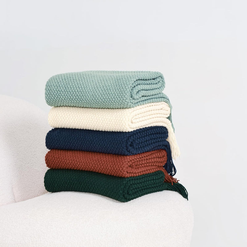 Micro Plush Knitted Woven Throw Blanket - Seafoam Payday Deals