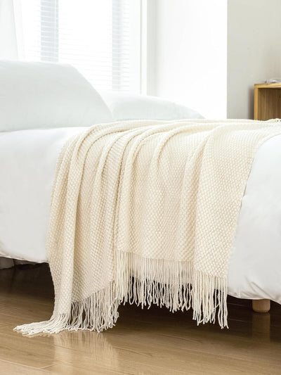 Micro Plush Knitted Woven Throw Blanket - Snow Payday Deals