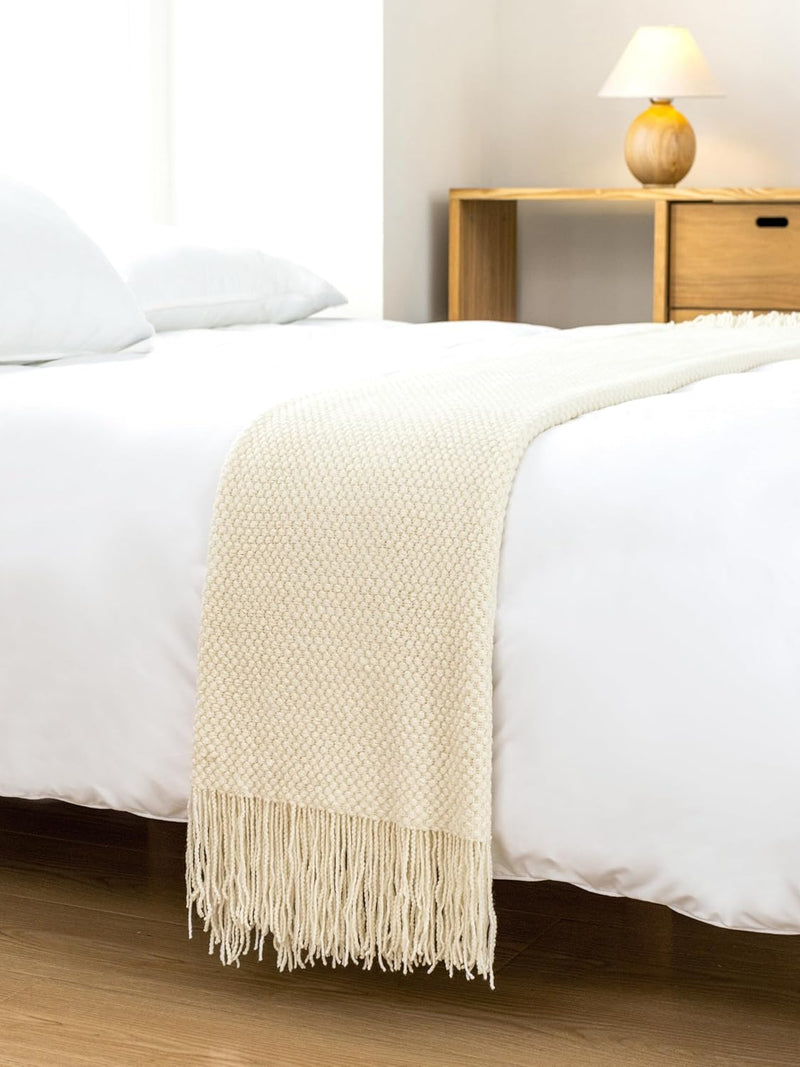 Micro Plush Knitted Woven Throw Blanket - Snow Payday Deals