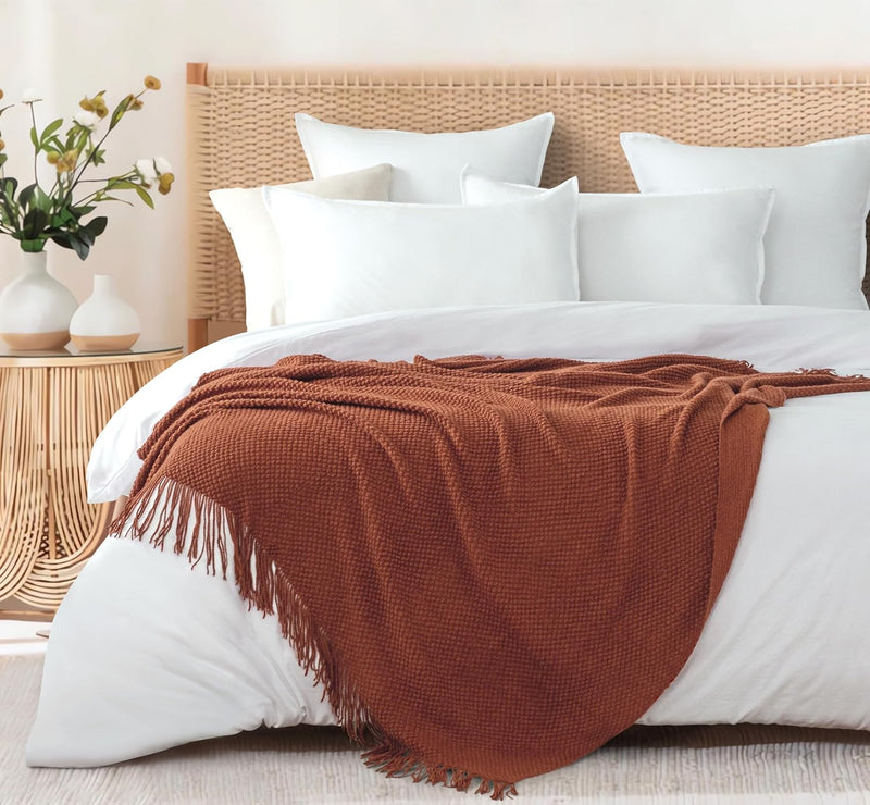 Micro Plush Knitted Woven Throw Blanket - Terracotta Payday Deals