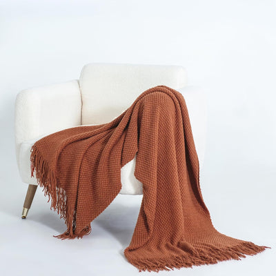 Micro Plush Knitted Woven Throw Blanket - Terracotta Payday Deals