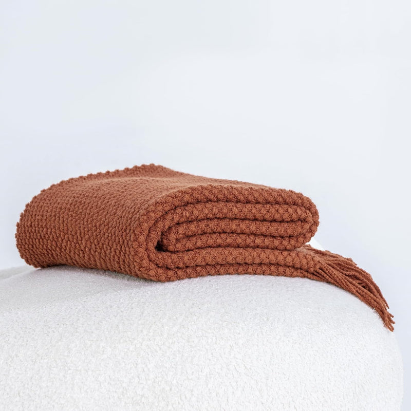 Micro Plush Knitted Woven Throw Blanket - Terracotta Payday Deals