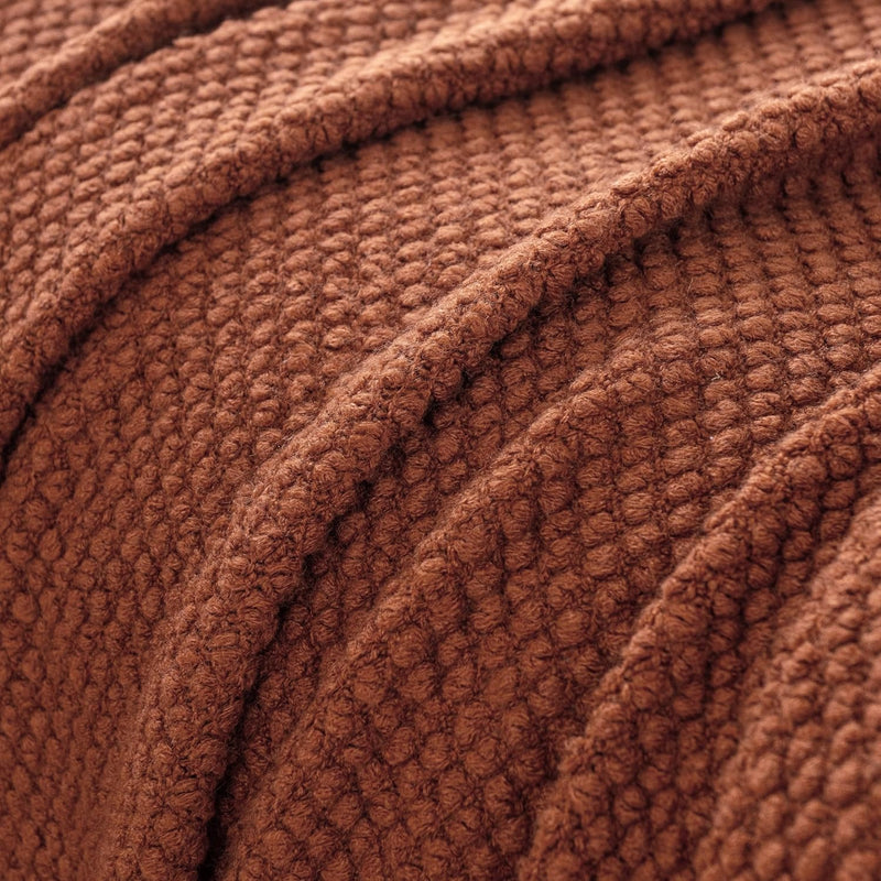 Micro Plush Knitted Woven Throw Blanket - Terracotta Payday Deals