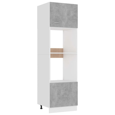 Microwave Cabinet Concrete Grey 60x57x207 cm Engineered Wood