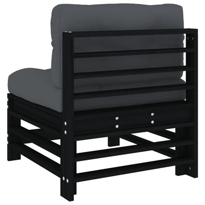 Middle Sofa with Cushions Black Solid Wood Pine Payday Deals