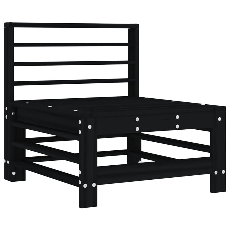 Middle Sofa with Cushions Black Solid Wood Pine Payday Deals