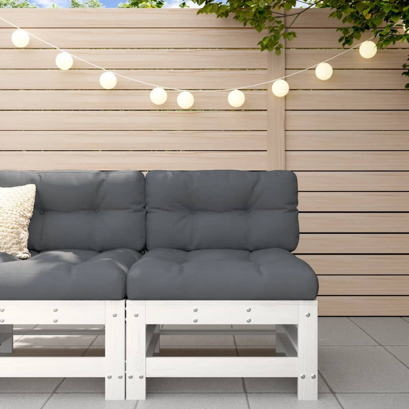 Middle Sofa with Cushions White Solid Wood Pine Payday Deals