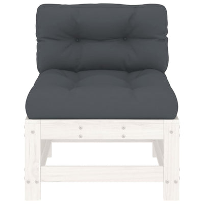 Middle Sofa with Cushions White Solid Wood Pine Payday Deals