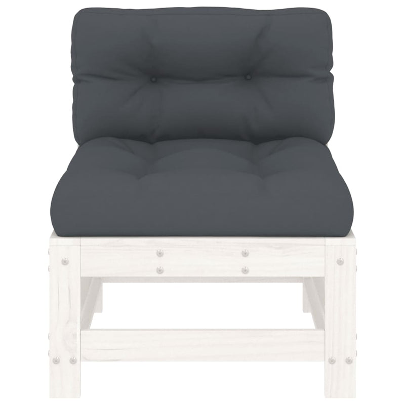 Middle Sofa with Cushions White Solid Wood Pine Payday Deals