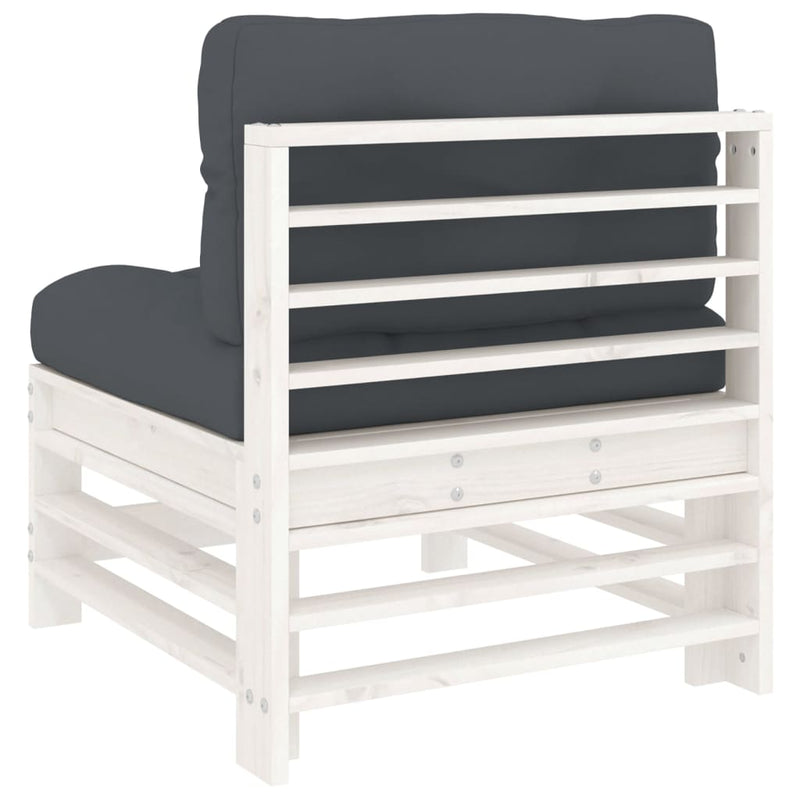 Middle Sofa with Cushions White Solid Wood Pine Payday Deals