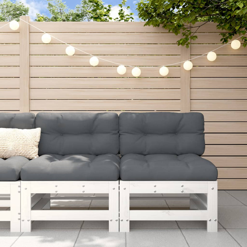 Middle Sofas with Cushions 2 pcs White Solid Wood Pine Payday Deals