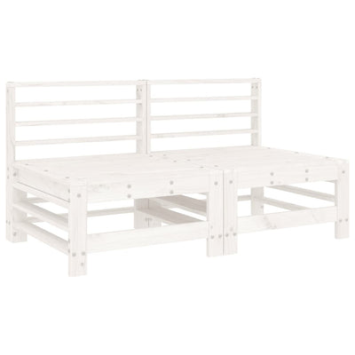 Middle Sofas with Cushions 2 pcs White Solid Wood Pine Payday Deals