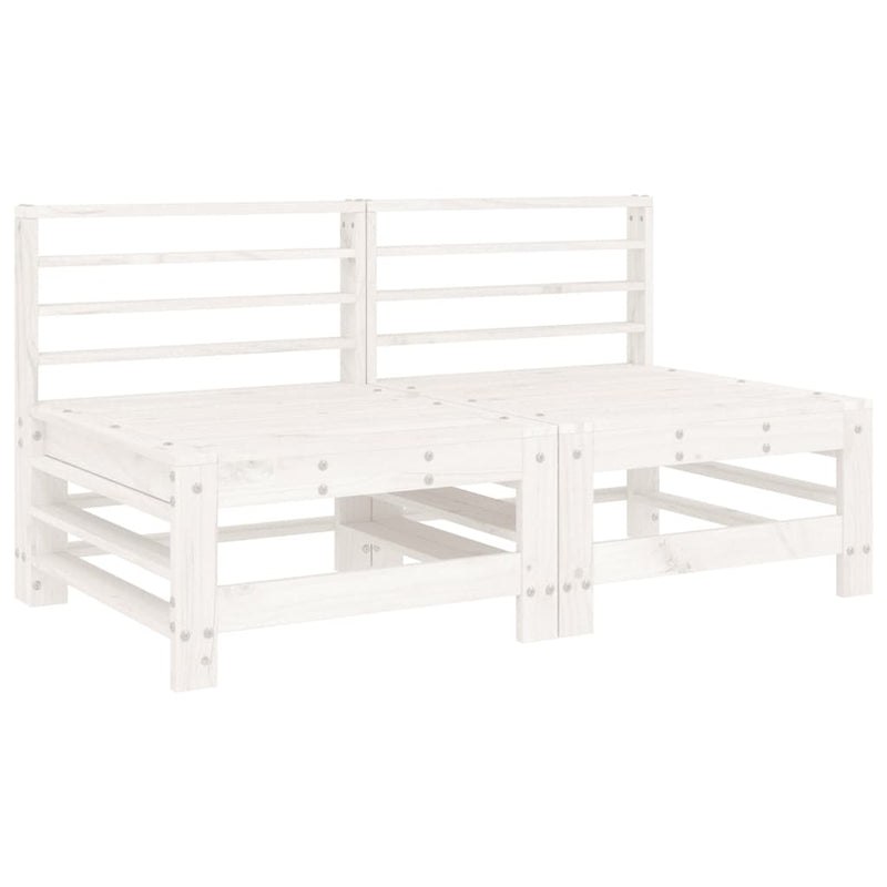 Middle Sofas with Cushions 2 pcs White Solid Wood Pine Payday Deals