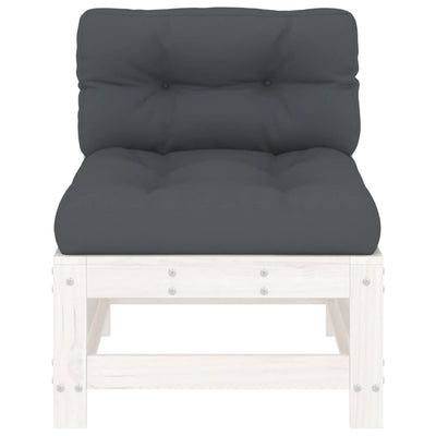 Middle Sofas with Cushions 2 pcs White Solid Wood Pine Payday Deals