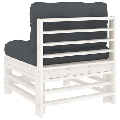 Middle Sofas with Cushions 2 pcs White Solid Wood Pine Payday Deals