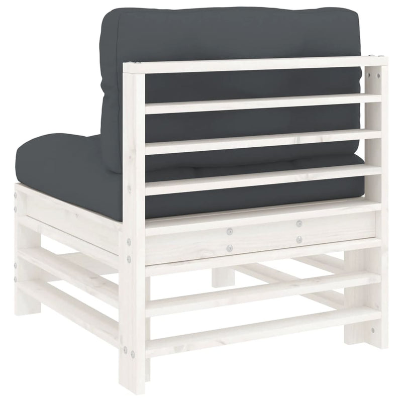 Middle Sofas with Cushions 2 pcs White Solid Wood Pine Payday Deals