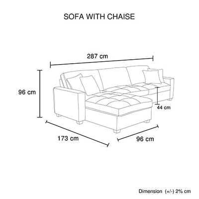 Milano Corner Sofa Chaise Polyester Fabric Multilayer Two Pillows Attached Individual Pocket Spring Payday Deals