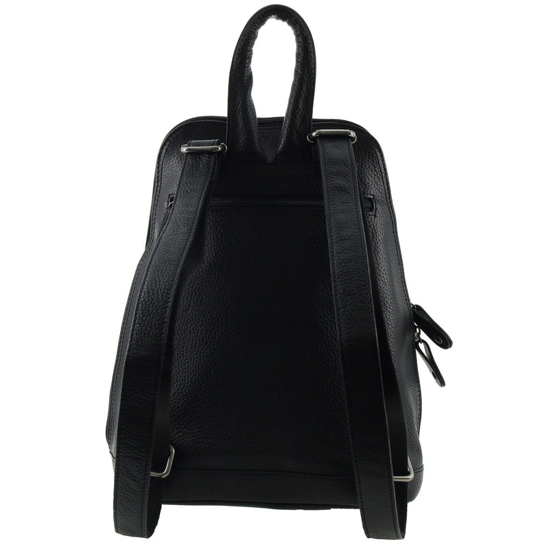 Milleni Womens Twin Zip Backpack Nappa Italian Leather Travel Bag - Black Payday Deals