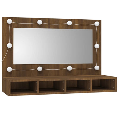Mirror Cabinet with LED Brown Oak 90x31.5x62 cm Payday Deals