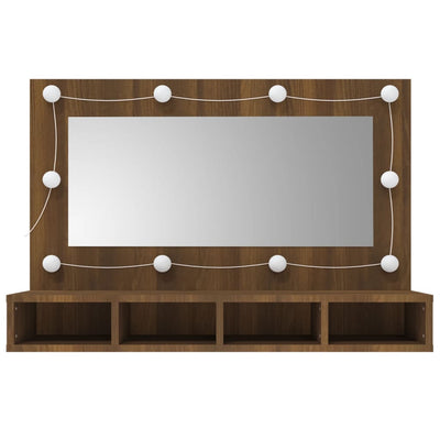 Mirror Cabinet with LED Brown Oak 90x31.5x62 cm Payday Deals