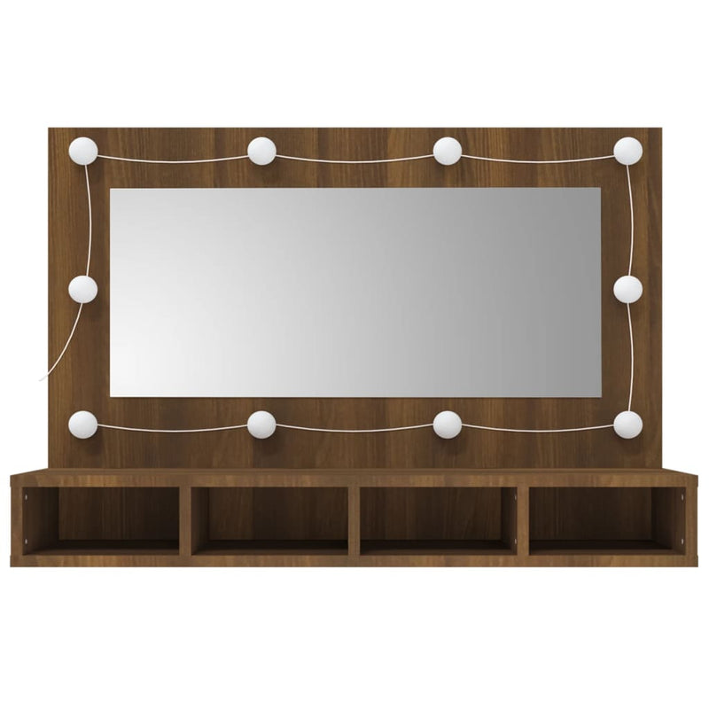 Mirror Cabinet with LED Brown Oak 90x31.5x62 cm Payday Deals