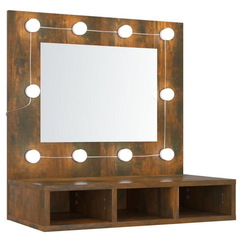 Mirror Cabinet with LED Smoked Oak 60x31.5x62 cm Payday Deals