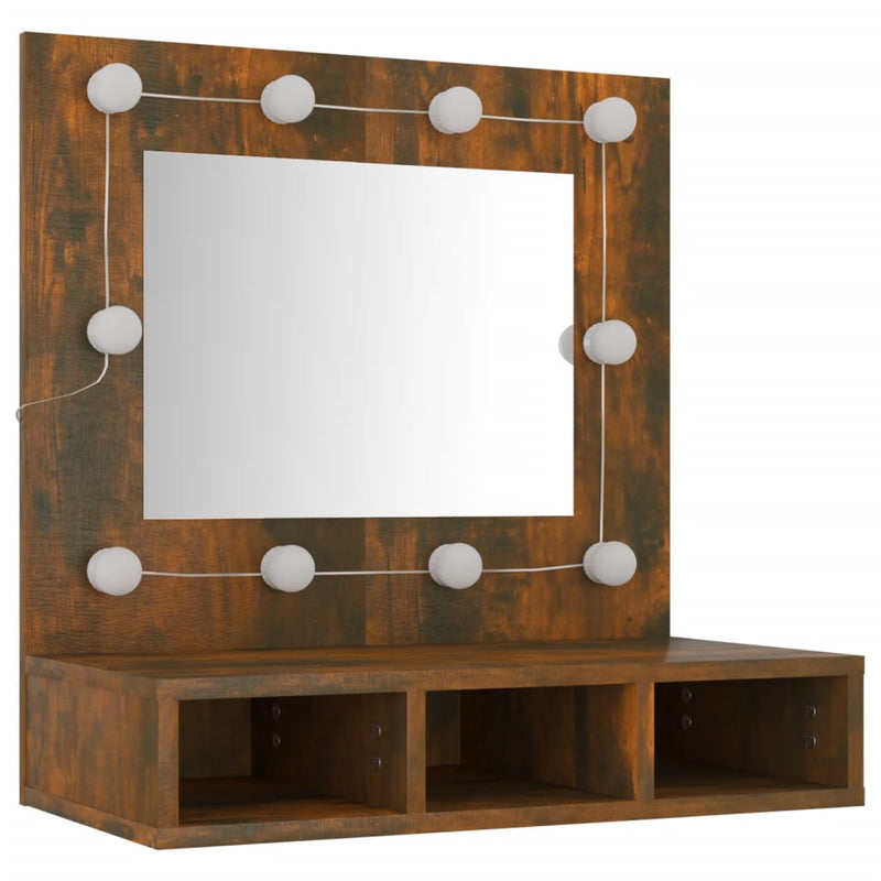 Mirror Cabinet with LED Smoked Oak 60x31.5x62 cm Payday Deals