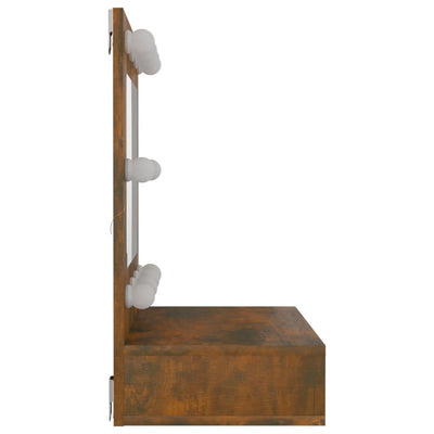 Mirror Cabinet with LED Smoked Oak 60x31.5x62 cm Payday Deals