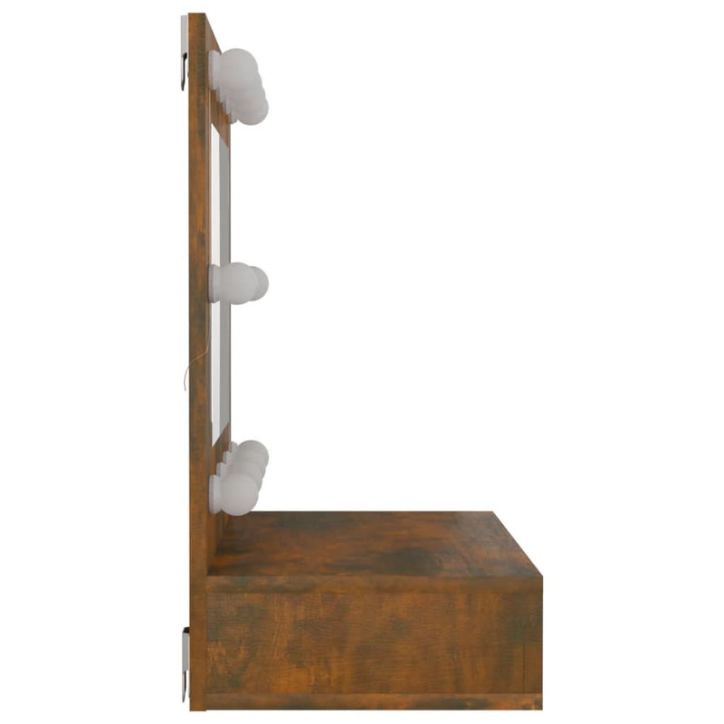 Mirror Cabinet with LED Smoked Oak 60x31.5x62 cm Payday Deals