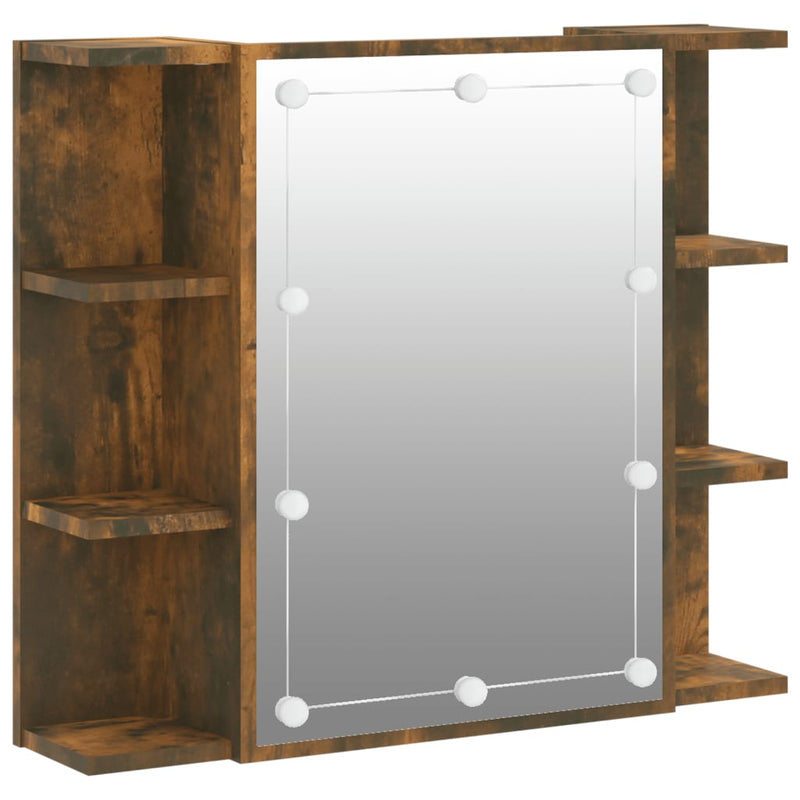 Mirror Cabinet with LED Smoked Oak 70x16.5x60 cm Payday Deals