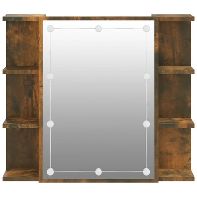 Mirror Cabinet with LED Smoked Oak 70x16.5x60 cm Payday Deals