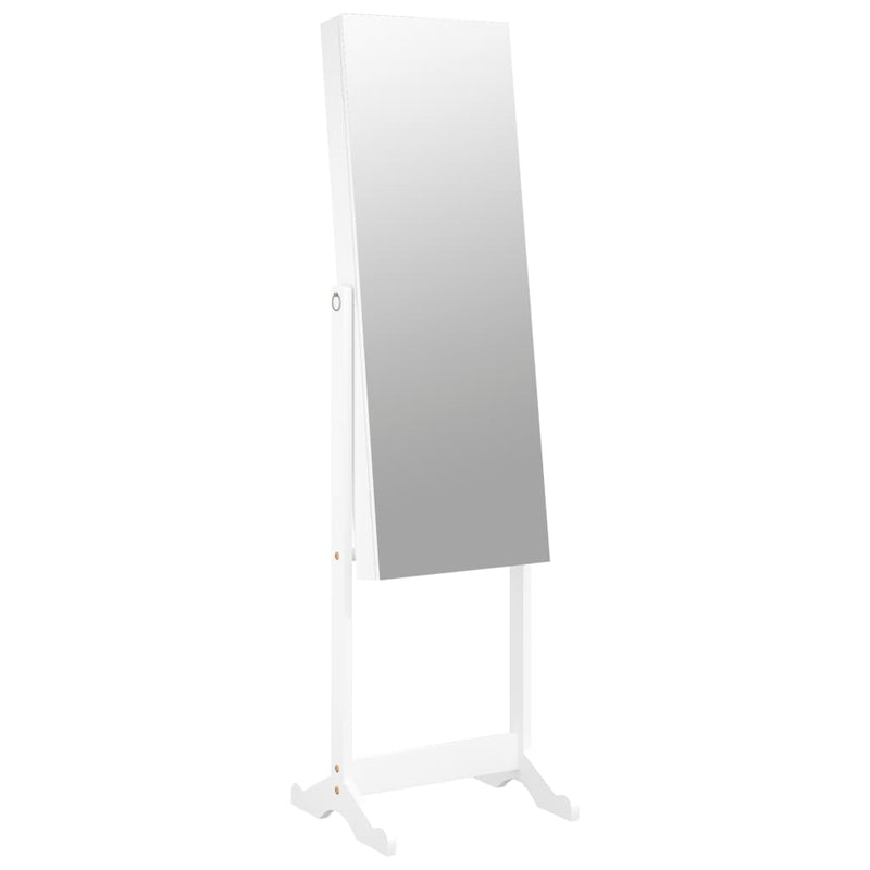 Mirror Jewellery Cabinet Free Standing White 42x38x152 cm Payday Deals