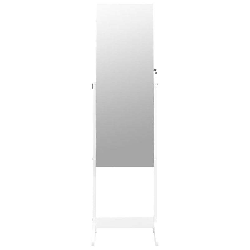 Mirror Jewellery Cabinet Free Standing White 42x38x152 cm Payday Deals