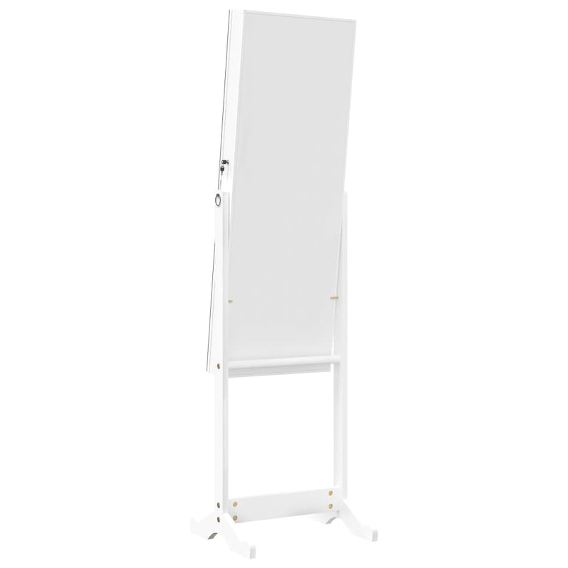 Mirror Jewellery Cabinet Free Standing White 42x38x152 cm Payday Deals