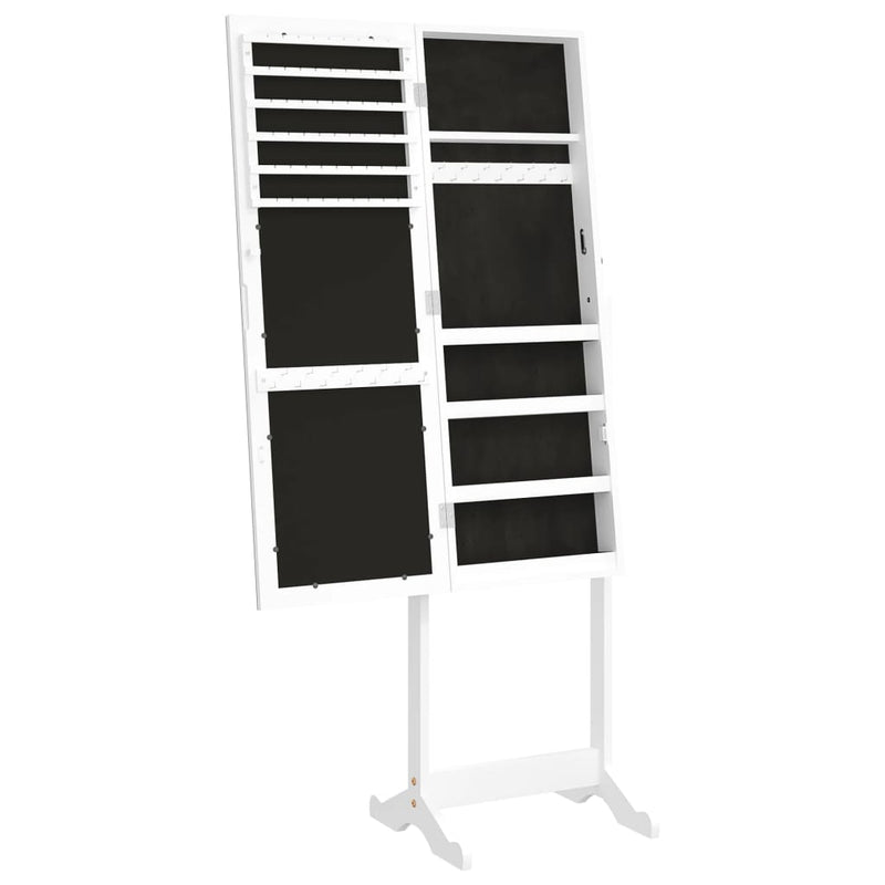 Mirror Jewellery Cabinet Free Standing White 42x38x152 cm Payday Deals