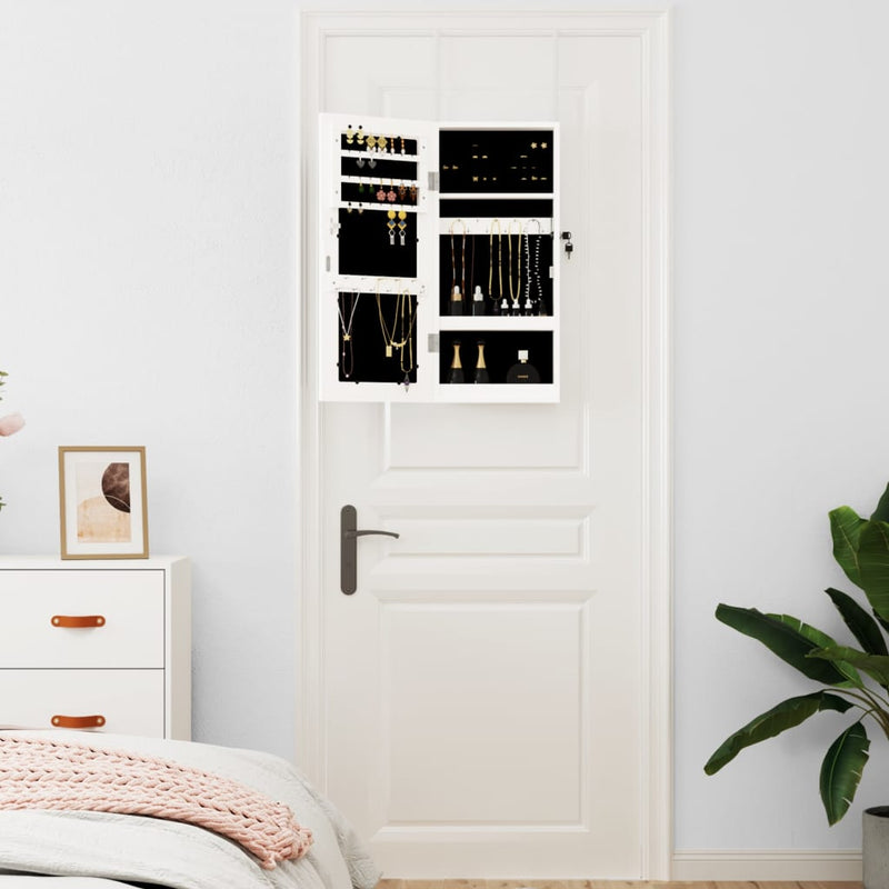 Mirror Jewellery Cabinet Wall Mounted White 30x8.5x67 cm Payday Deals