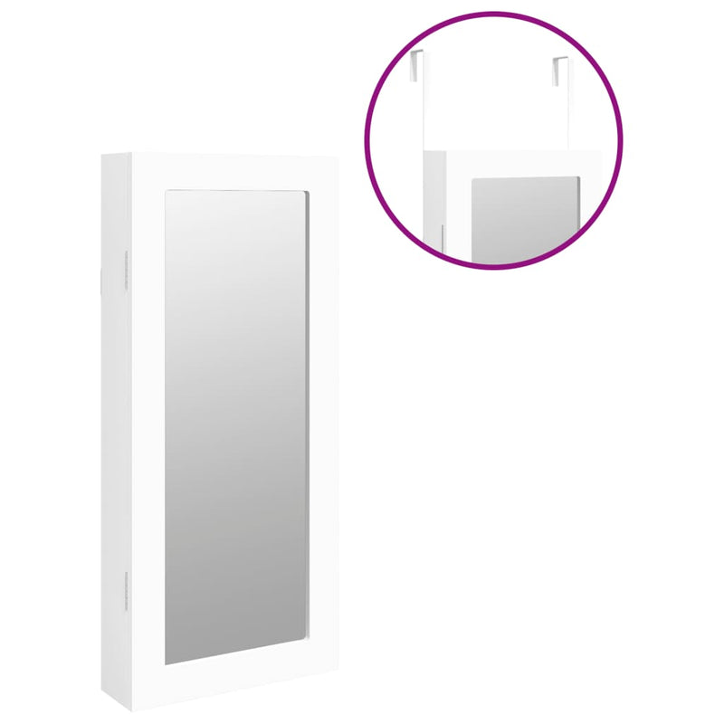 Mirror Jewellery Cabinet Wall Mounted White 30x8.5x67 cm Payday Deals