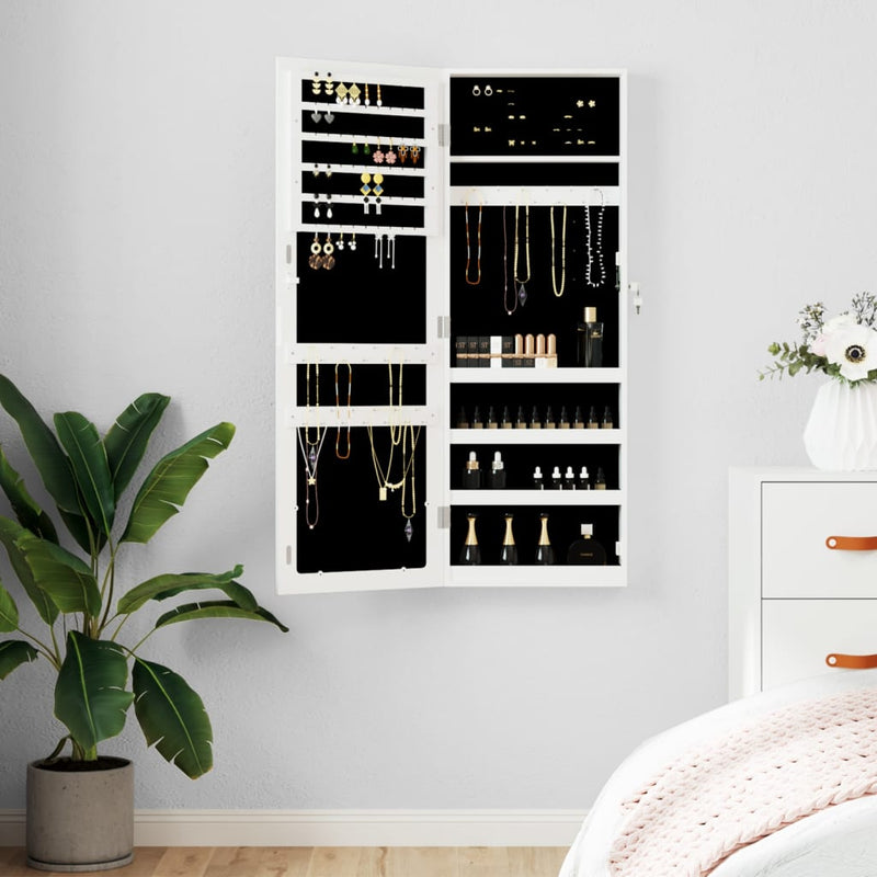 Mirror Jewellery Cabinet Wall Mounted White 37.5x10x106 cm Payday Deals