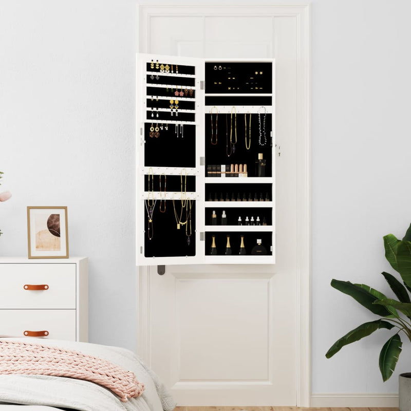 Mirror Jewellery Cabinet Wall Mounted White 37.5x10x106 cm Payday Deals