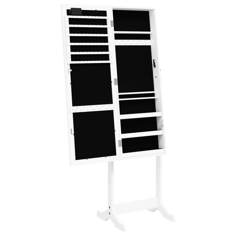 Mirror Jewellery Cabinet with LED Lights Free Standing White Payday Deals