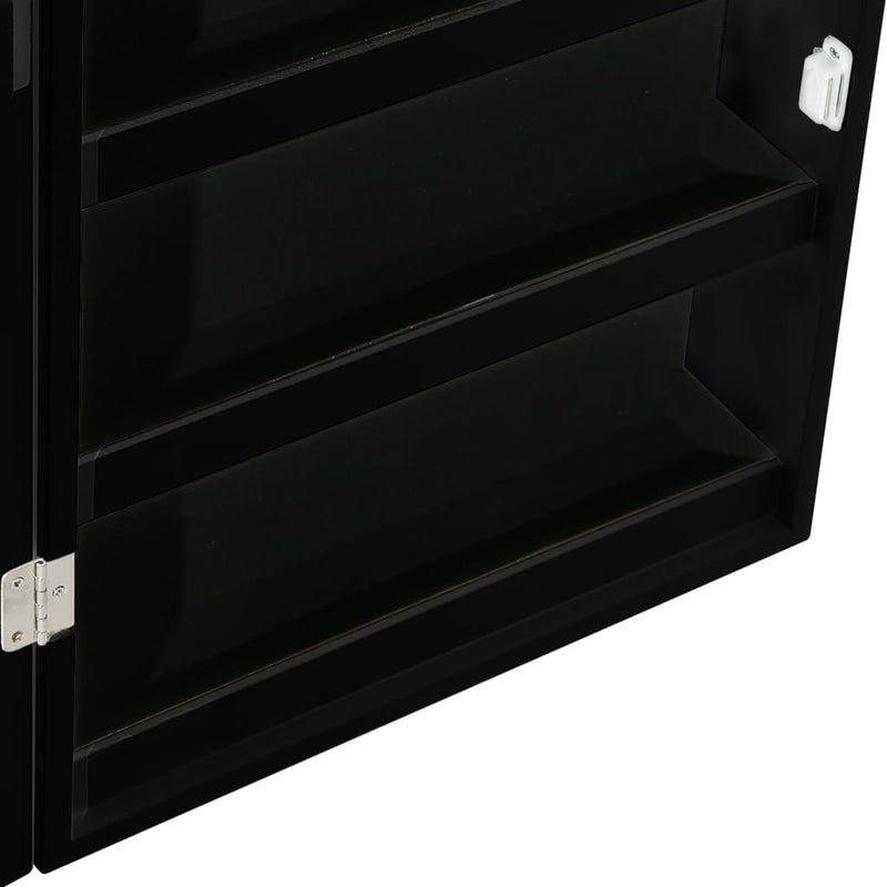 Mirror Jewellery Cabinet with LED Lights Wall Mounted Black Payday Deals