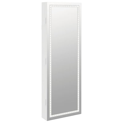 Mirror Jewellery Cabinet with LED Lights Wall Mounted White Payday Deals