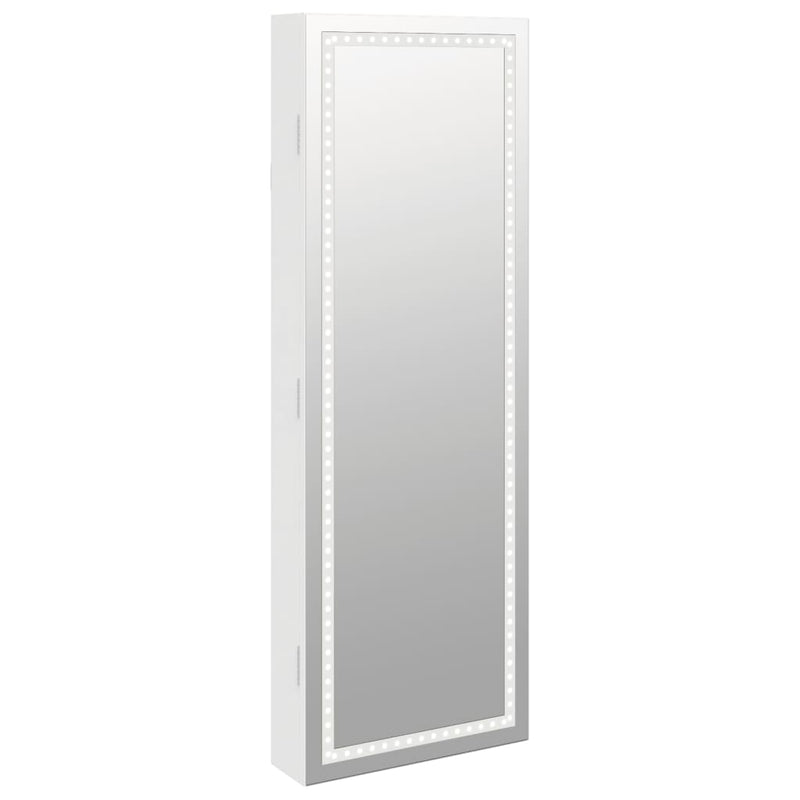 Mirror Jewellery Cabinet with LED Lights Wall Mounted White Payday Deals