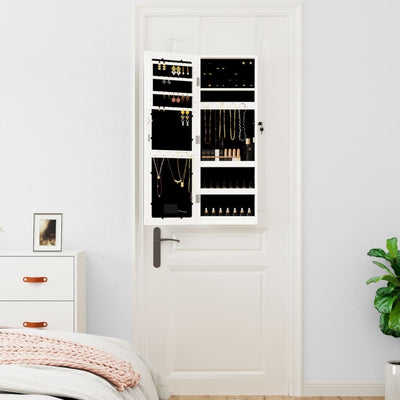 Mirror Jewellery Cabinet with LED Lights Wall Mounted White Payday Deals