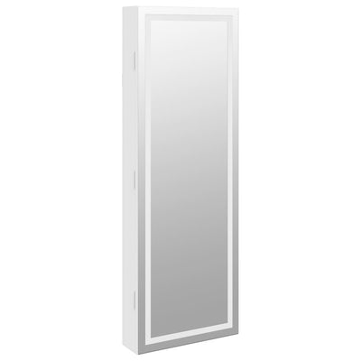 Mirror Jewellery Cabinet with LED Lights Wall Mounted White Payday Deals