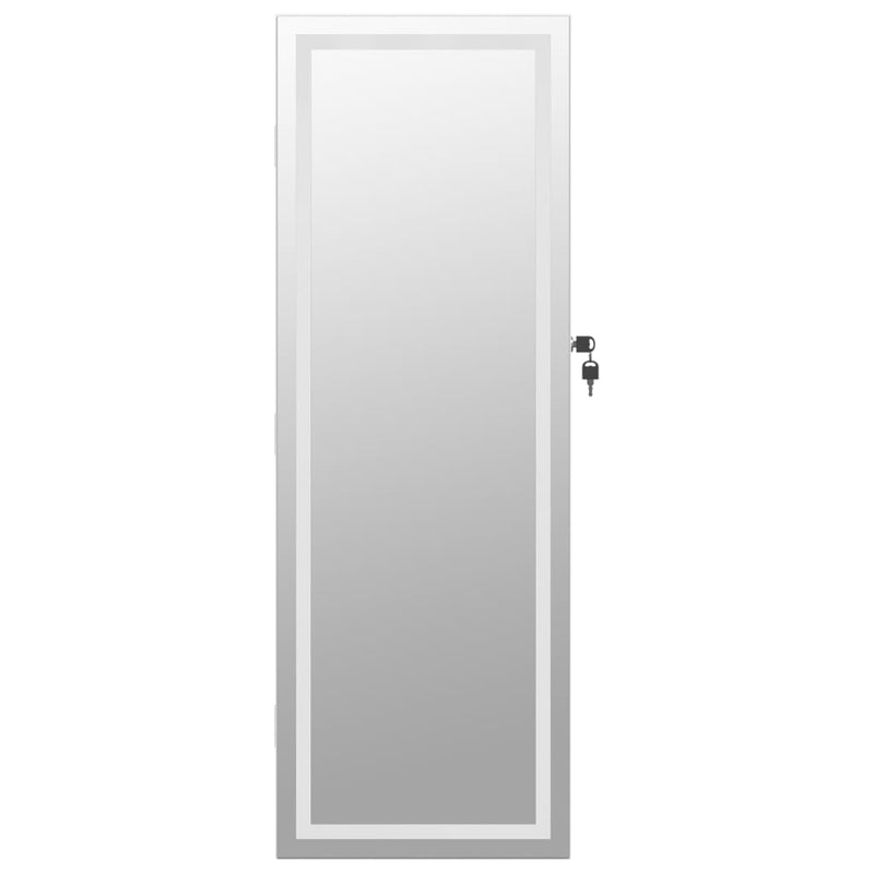 Mirror Jewellery Cabinet with LED Lights Wall Mounted White Payday Deals