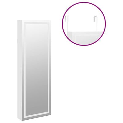 Mirror Jewellery Cabinet with LED Lights Wall Mounted White Payday Deals