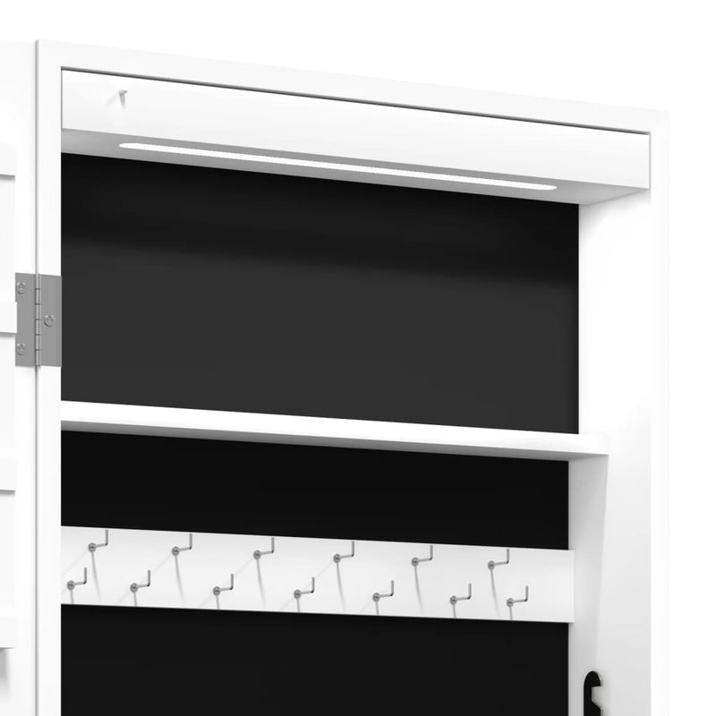 Mirror Jewellery Cabinet with LED Lights Wall Mounted White Payday Deals