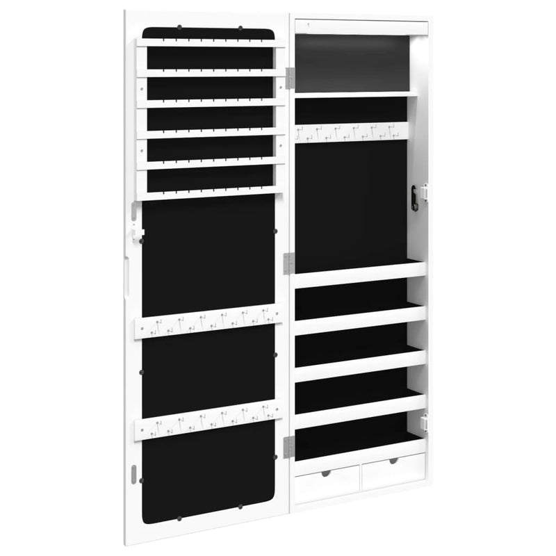 Mirror Jewellery Cabinet with LED Lights Wall Mounted White Payday Deals